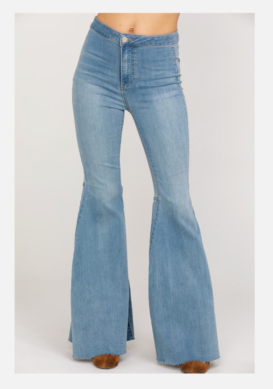 FREE PEOPLE Just Float On Flare Jeans Denim Frayed Medium Wash Cotton Size 27R